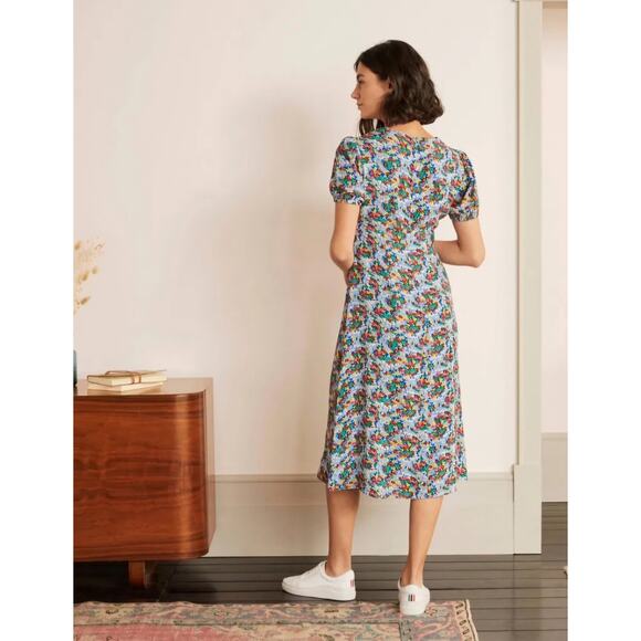 Boden Hazy Blue Ditsy Field Floral Tessa Midi Dress Size 10R - Picture 3 of 16